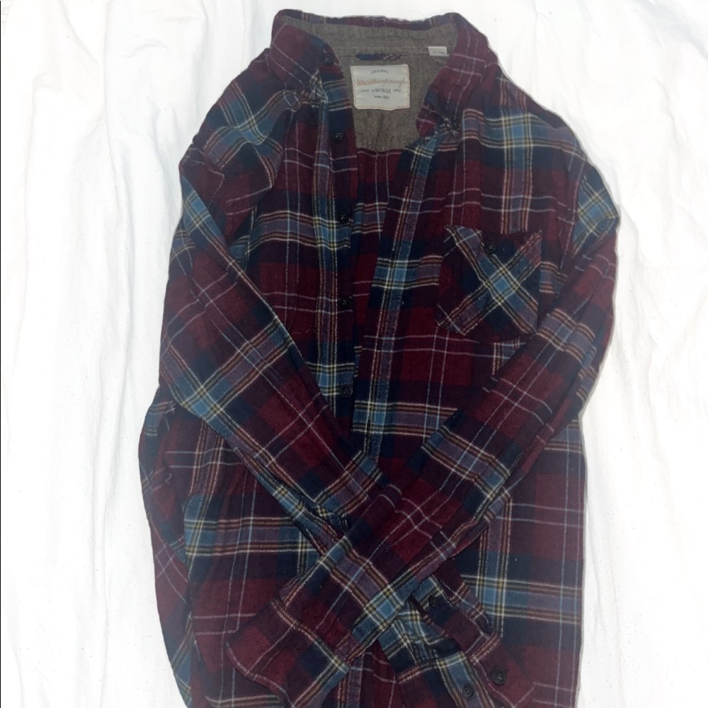 Vintage red and white fall flannel